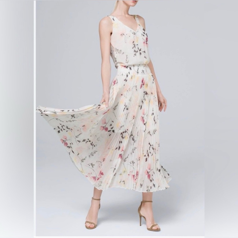 White House Black Market Pleated Tiered Maxi Dress